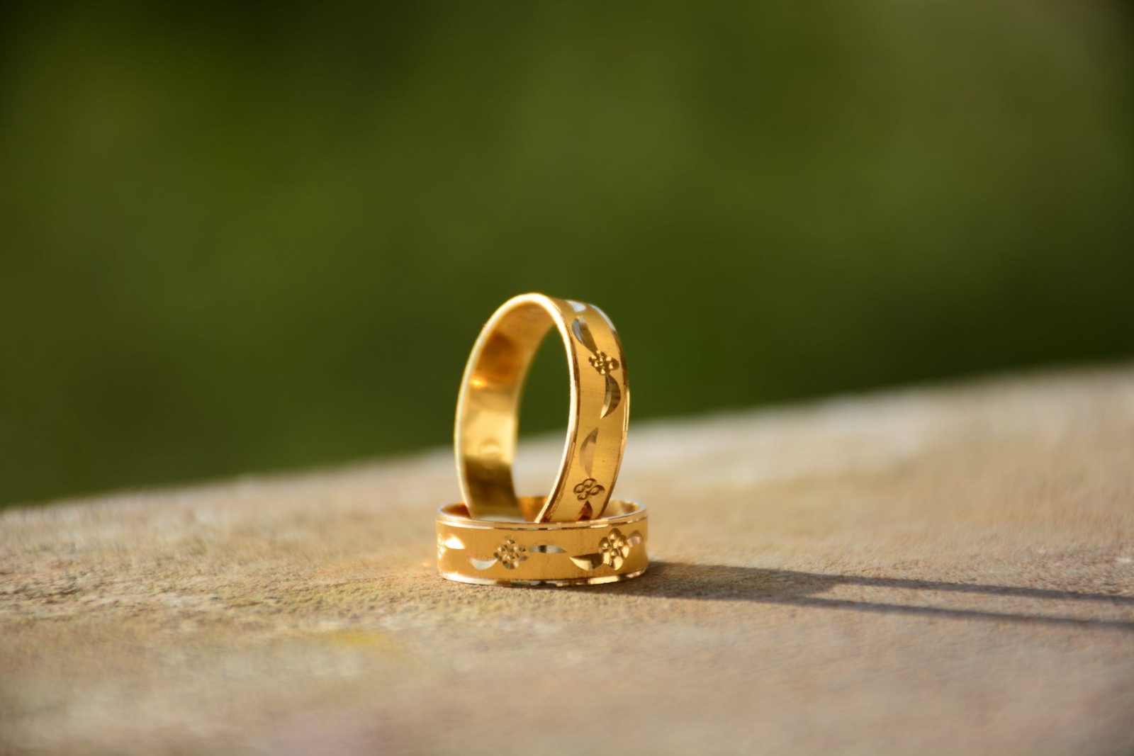 close up photo of golden rings