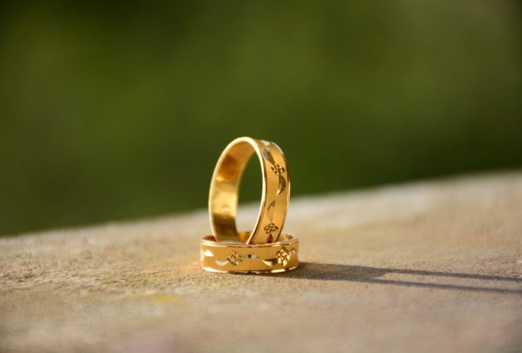 close up photo of golden rings