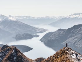 landscape photography of river between hills