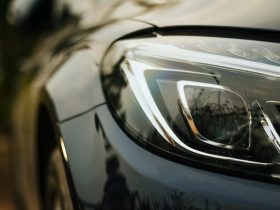 close-up photo of vehicle headlight