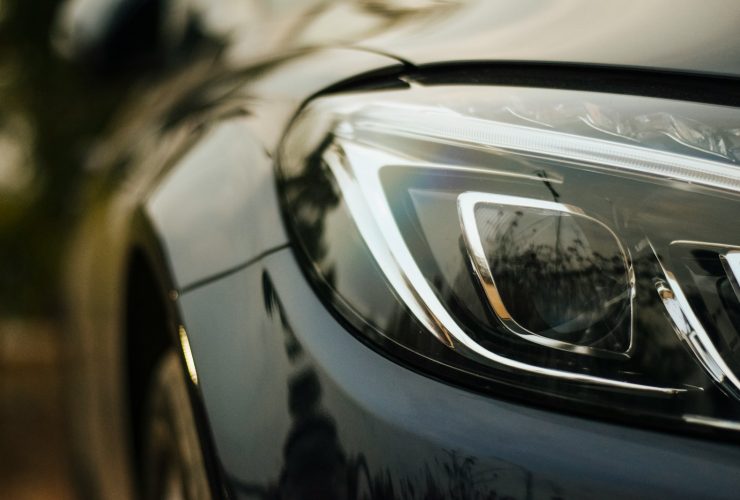 close-up photo of vehicle headlight