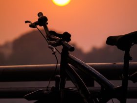 black bicycle during golden hour