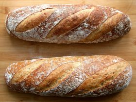bread on brown wooden table